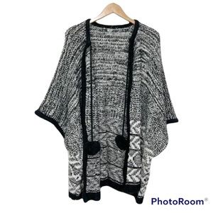 Aerie Heather Charcoal Grey Open-front Cardigan/ Poncho OS